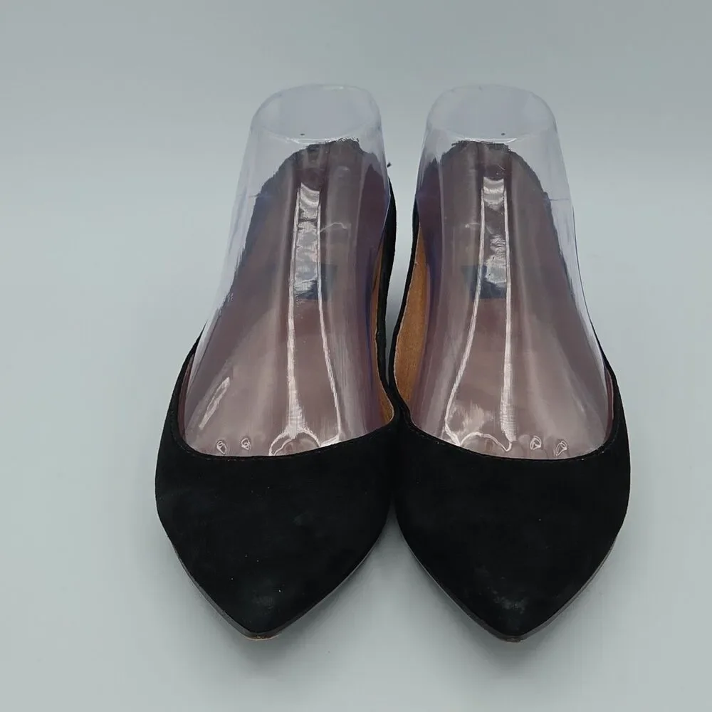 Frye Sienna Pointed Toe Ballet Flats Black Suede Womens Shoes Size 6 Slip On